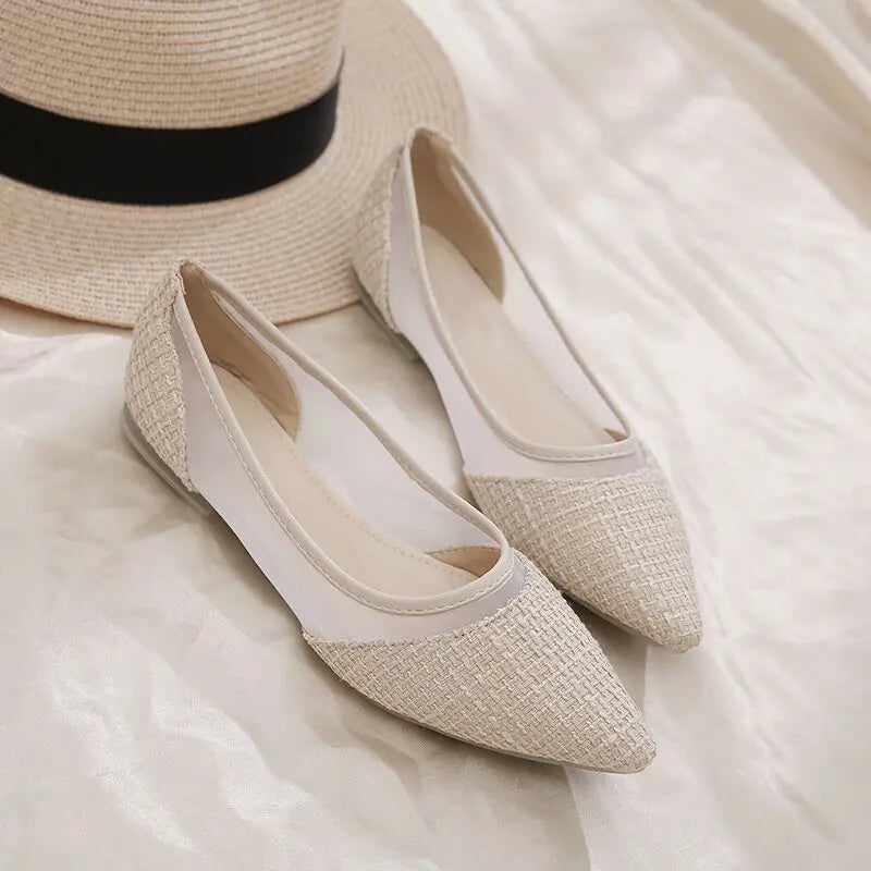 Pointed Toe Shoes for Woman 2024 Women's Summer Footwear Office Flat Flats Black Lastest E Vacation Chic Point Elegant Wholesale