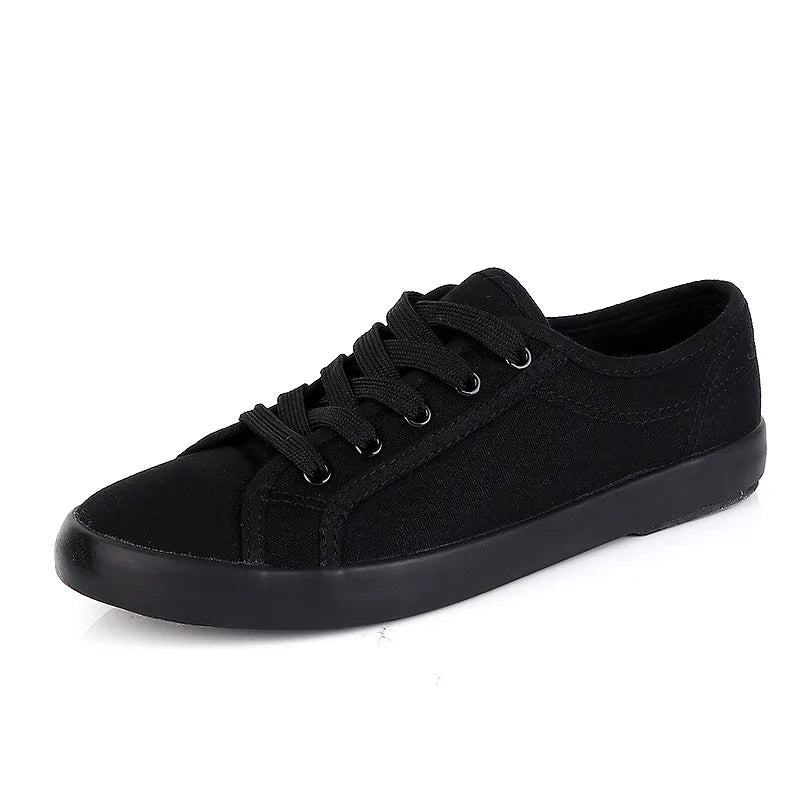 Women's Low-top Canvas White Shoes Ladis Simple Student Breathable Lace-up Sneakers Comfortable Couple Shoes Sports Day Sneakers