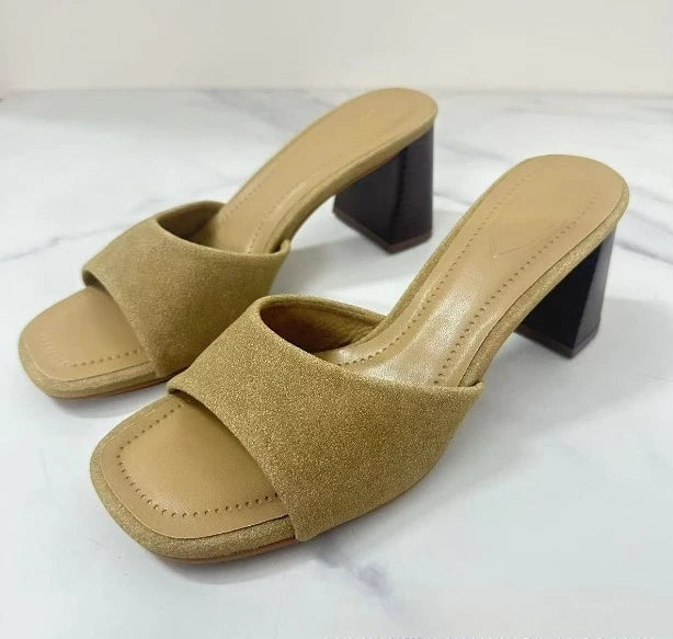 Daily Comfort Block Heels Women Sandals High Quality Suede Summer Sexy Thin Strap Pointed Mujer Sandalias Dress Office Shoes