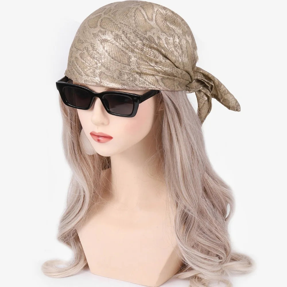 Headwear Y2K Snake Print Hair Scarf Soft Hip Hop Serpentine Hair Band Turban Square Snake Punk Bandana Girls