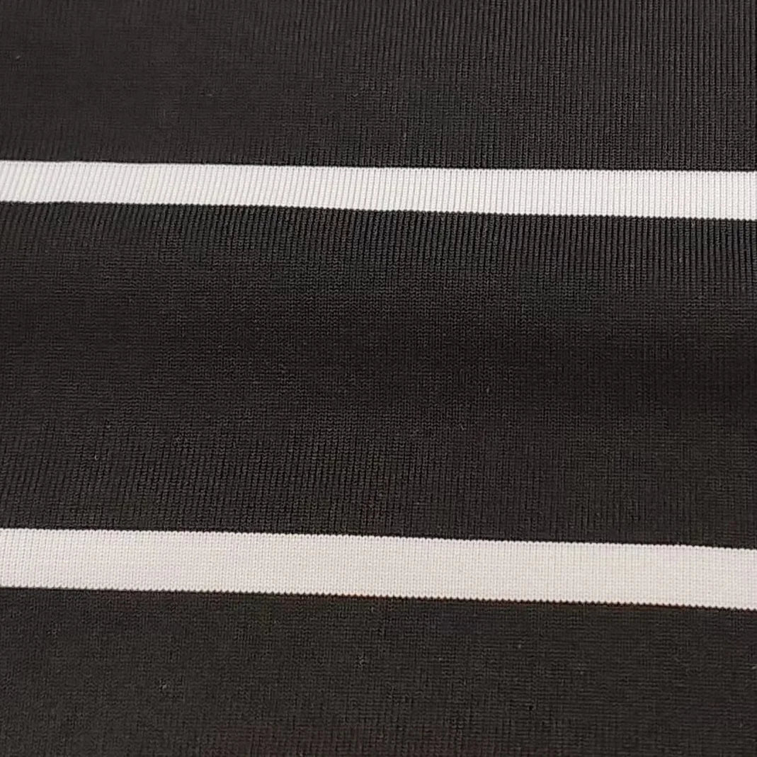 Elegant Black and White Striped Side Slit Vacation Dress