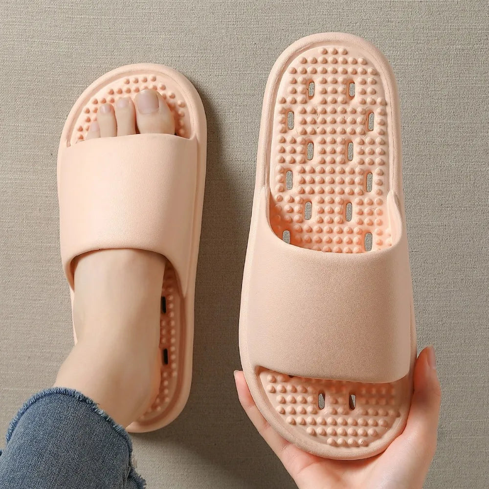 Soft Anti Slip Flat Slippers Anti Odor Hollow Slides Sandals Beachwear Shoes Open-toe Slippers Women Men Indoor