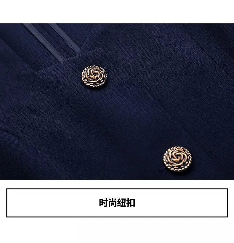 Women's Professional Suit Set for Summer Short-Sleeve Formal Work Suit with Long Pants Beauty Salon & Hotel Front Desk