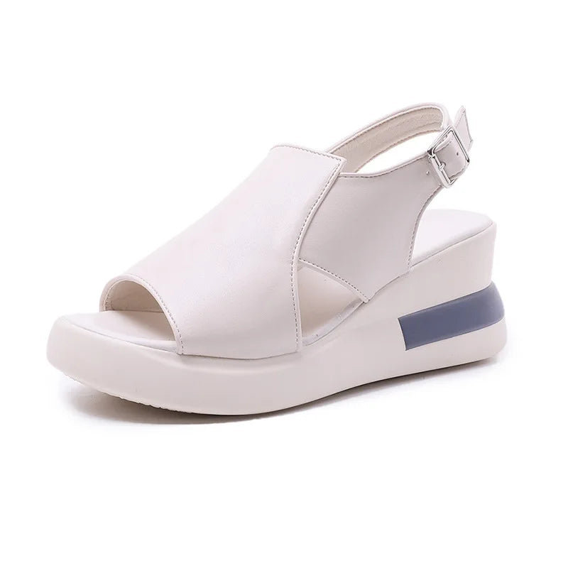 Retro Roman Wedge Sandals – Peep-Toe Beach Shoes with Soft Sole