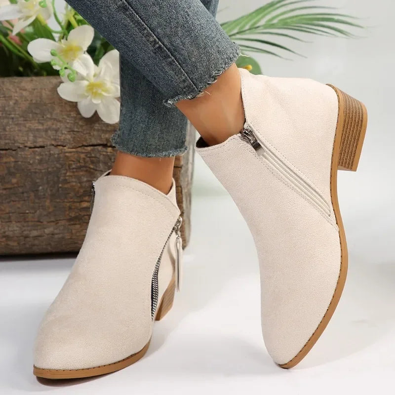 Women Ankle Boots Autumn Low Heels Boots Platform Sexy Ladies Khaki Pumps Boots Shoes 2023 New Winter Womens Boots