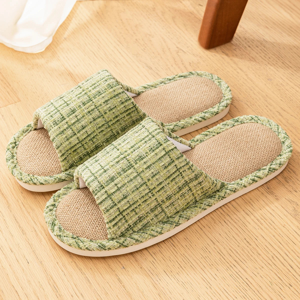 Linen Women Home Slippers Summer Beach Soft Sandals Breathable Comfortable Soft Non-Slip Slides Indoor Outdoor Men Slippers