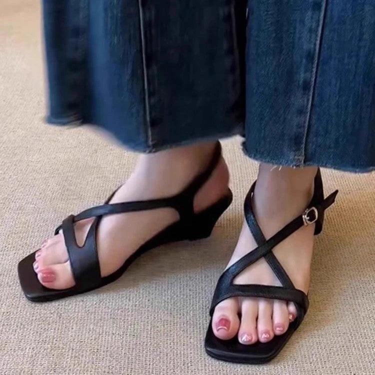 Wedge Sandals for Summer Outer Wear, High-End Style with Skirts, Versatile, Beautiful and Non-Tiring Roman Shoes