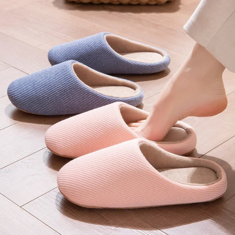 Men Home Slippers Women Soft Slipper Warm Indoor Slides Non-slip Couples Floor Shoes Autumn Spring Bedroom Light Slient Flats
