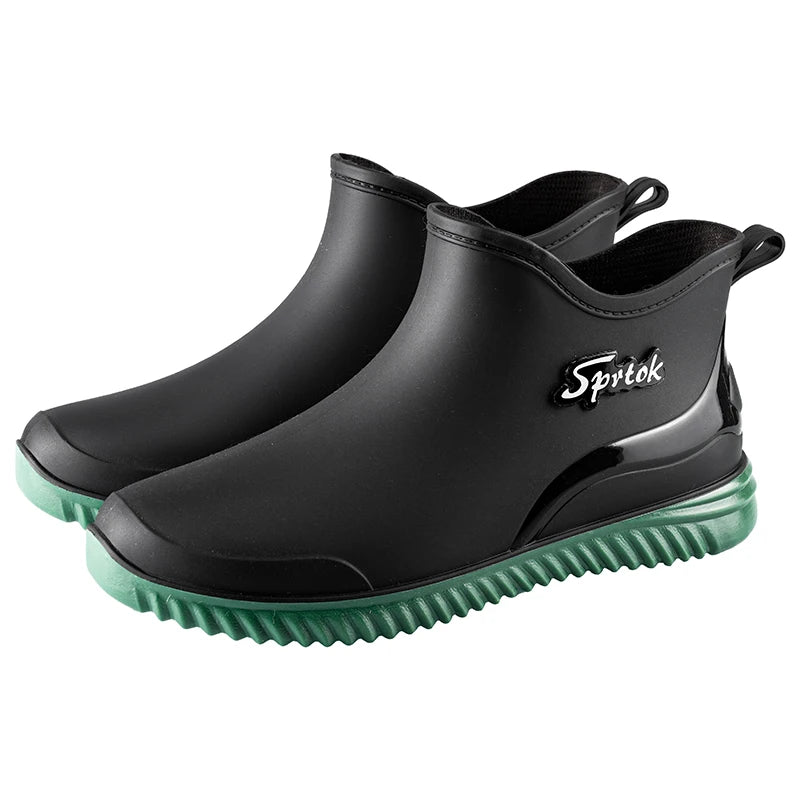 Ankle Rain Boots For Men Integrated forming Simple Waterproof Rain Shoes Toughness Anti-slip Fishing On Work Camping Waterproof