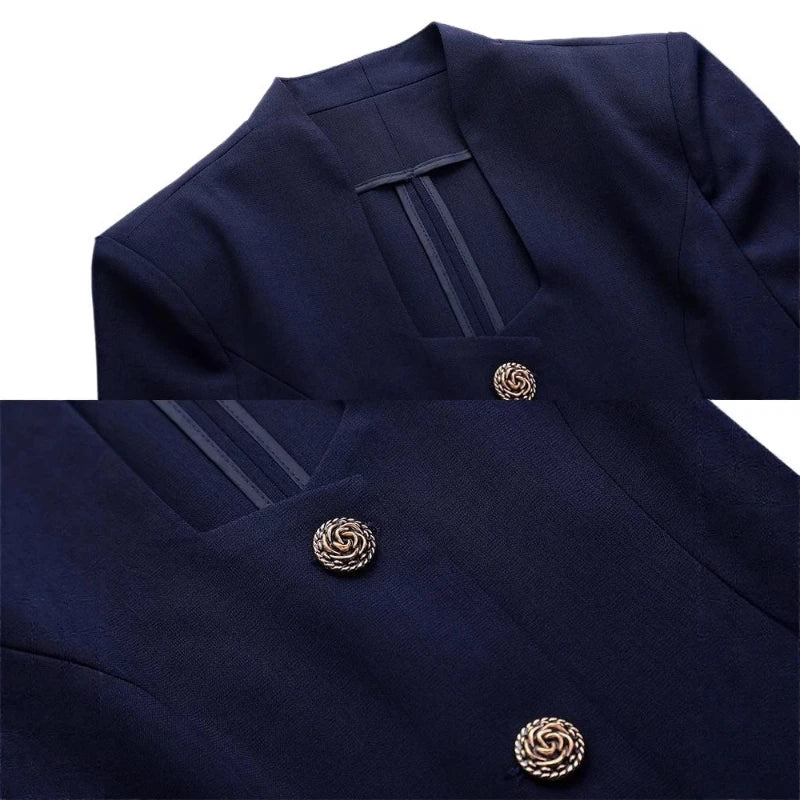 Women's Professional Suit Set for Summer Short-Sleeve Formal Work Suit with Long Pants Beauty Salon & Hotel Front Desk