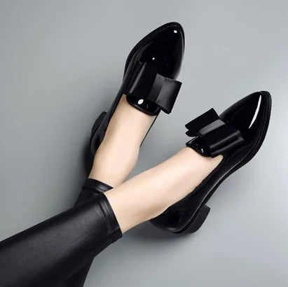 Flats Shoes Pointed Toe Women Bow Women Shoes Patent Leather Casual Single Summer Ballerina Women Shallow Mouth Shoes