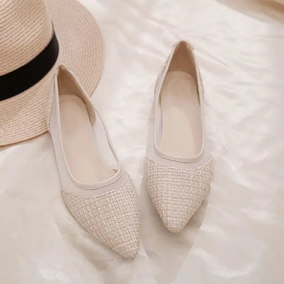 Pointed Toe Shoes for Woman 2024 Women's Summer Footwear Office Flat Flats Black Lastest E Vacation Chic Point Elegant Wholesale