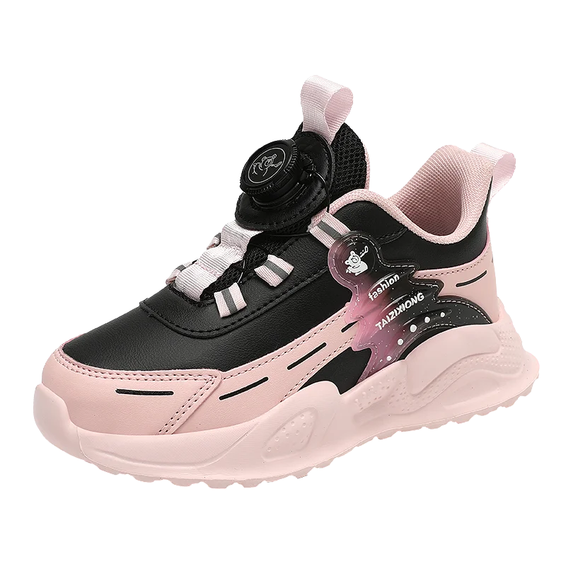 Leather Girls Sneakers Chunky Sole Lightweight School Shoes Girls Non Slip Comfy Casual Walking Running Sneakers