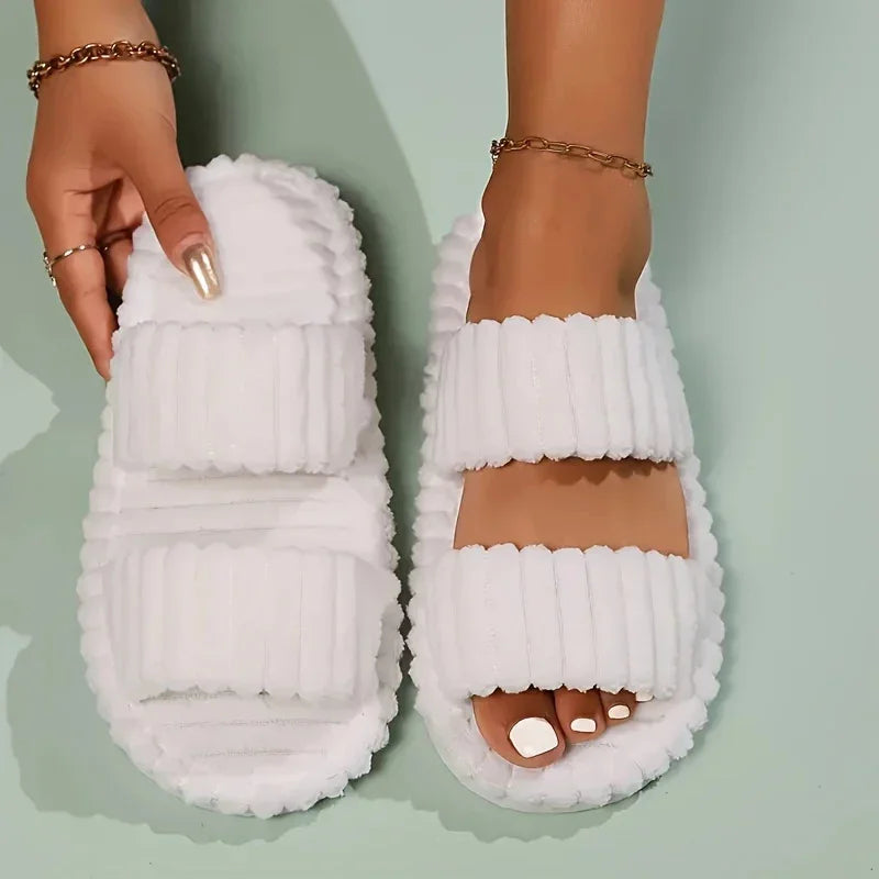 Women Slippers Four Seasons Home Shoes Women Indoor Corduroy Soft Leisure Slippers Comfortable Living Room Non Slip Slides Women