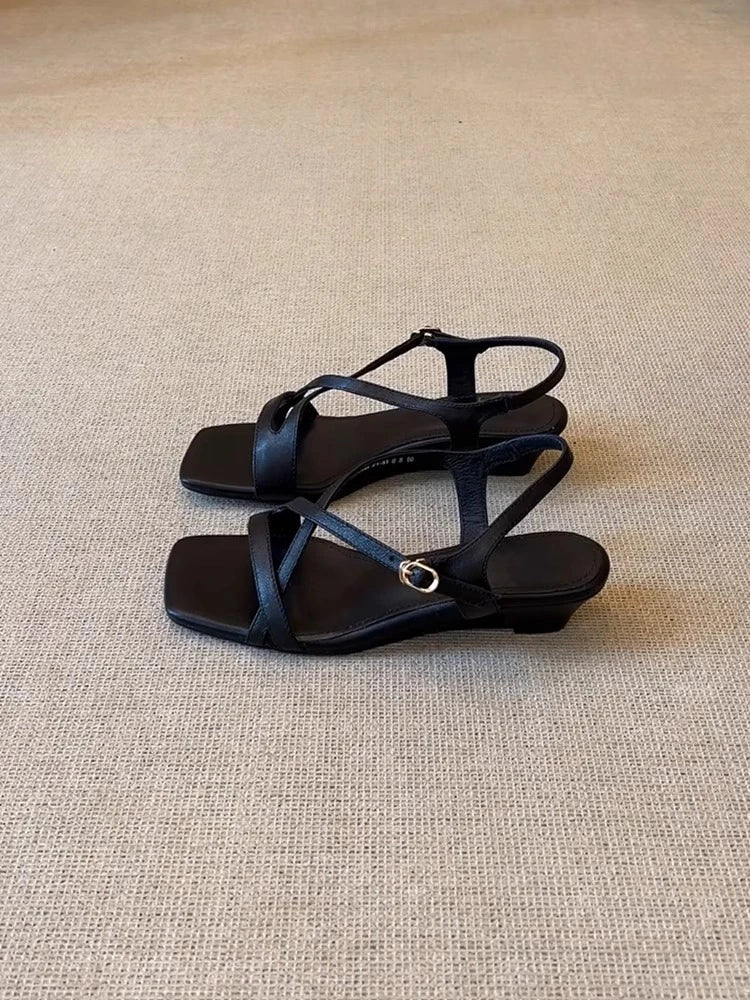 Wedge Sandals for Summer Outer Wear, High-End Style with Skirts, Versatile, Beautiful and Non-Tiring Roman Shoes