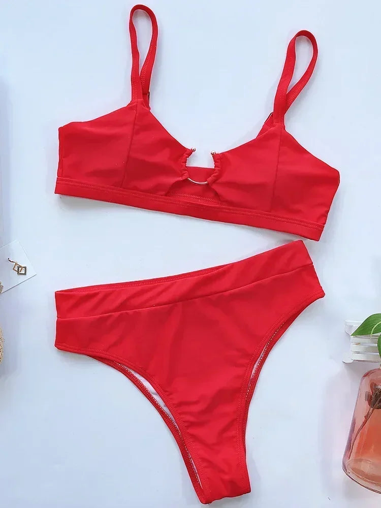 Sexy Snake Printed Female Swimsuit High Waist Bikini Women Swimwear Two-pieces Bikini Set Hollow Out Bathing Suit Swim Wear Lady