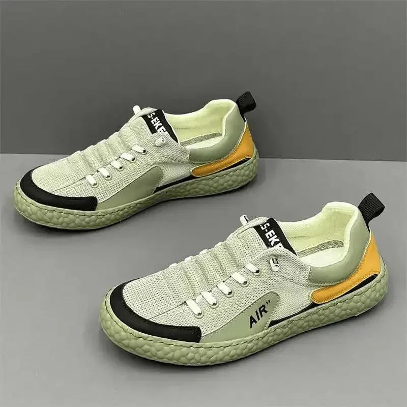 2025 New Canvas Sneakers - Breathable Air Cushion Shoes Chunky Sole Stylish Color-blocked Design for Men Daily Walking