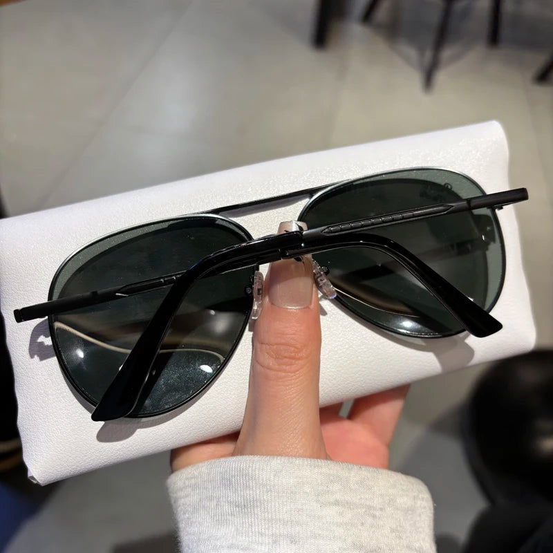 2025 New Glass Sunglasses For Men Fashion With UV Protection Large Frame Refreshing Sunshade For Driving Pilot Style Glasses