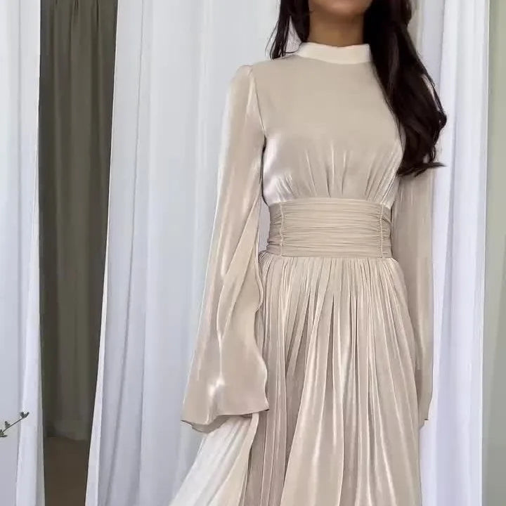 Muslim Modest Dress for Women Lace Up Pleated Long Dresses Jalabiya Ramadan Morocco Dubai Kaftan Islam Vestidos Arab Robe Abayas