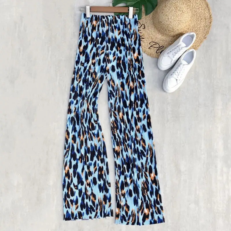 REALEFT 2024 New Spring Summer Painting Printed Long Pants Vintage High Waist Street Casual Loose Wide Leg Trousers Female
