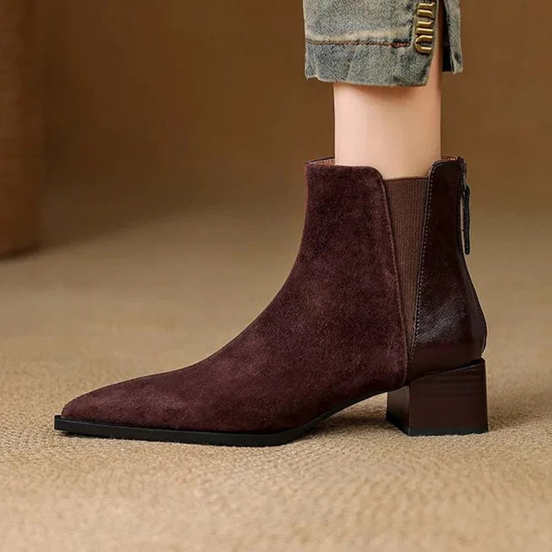 Ankle Boots for Women High Heels Fashion Dress Shoes Chunky Designer Luxury Pumps 2025 Winter New Elegant Short Botas De Mujer
