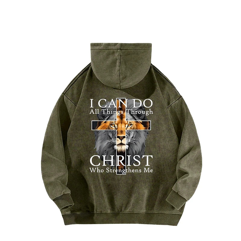 Christian Lion Faith Hoodie 100% Cotton Christmas Gift Fashion Casual Pullover Hoodie Men Women's Hooded Sweatshirt Unisex Top