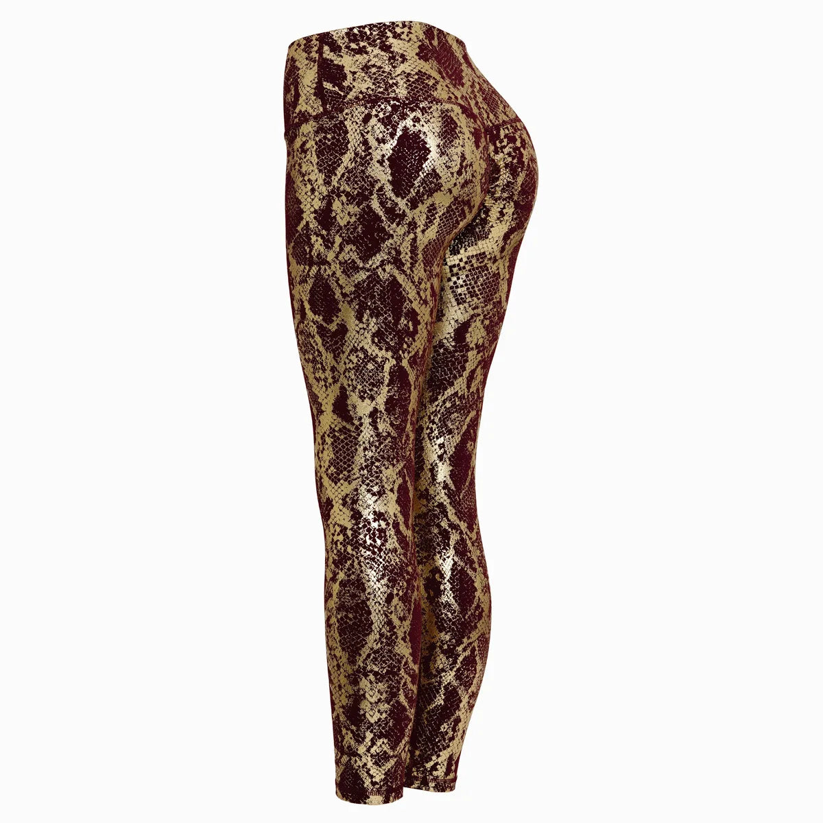 Skin Tight Stretch Gold-Foil Yoga Pants European-Style Cross-Border Snake Print Peach-Butt Fitness Pants High-Waisted Slimming