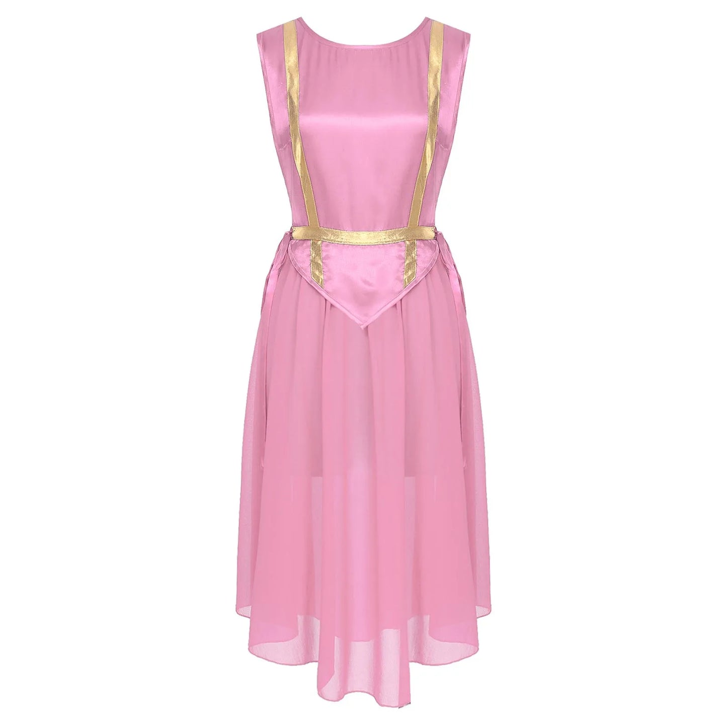 Women Liturgical Worship Dance Tunic Dress Church Praise Costume Sleeveless Lace-up Sides Split Satin Long Dress Choir Robe