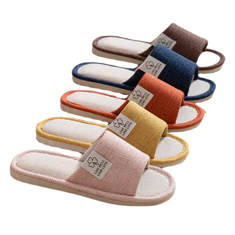 2025 Linen Home Slippers Soft Sole Silent Breathable Shoes in Spring Cotton and Linen Slippers for All Seasons Anti Slip Indoor