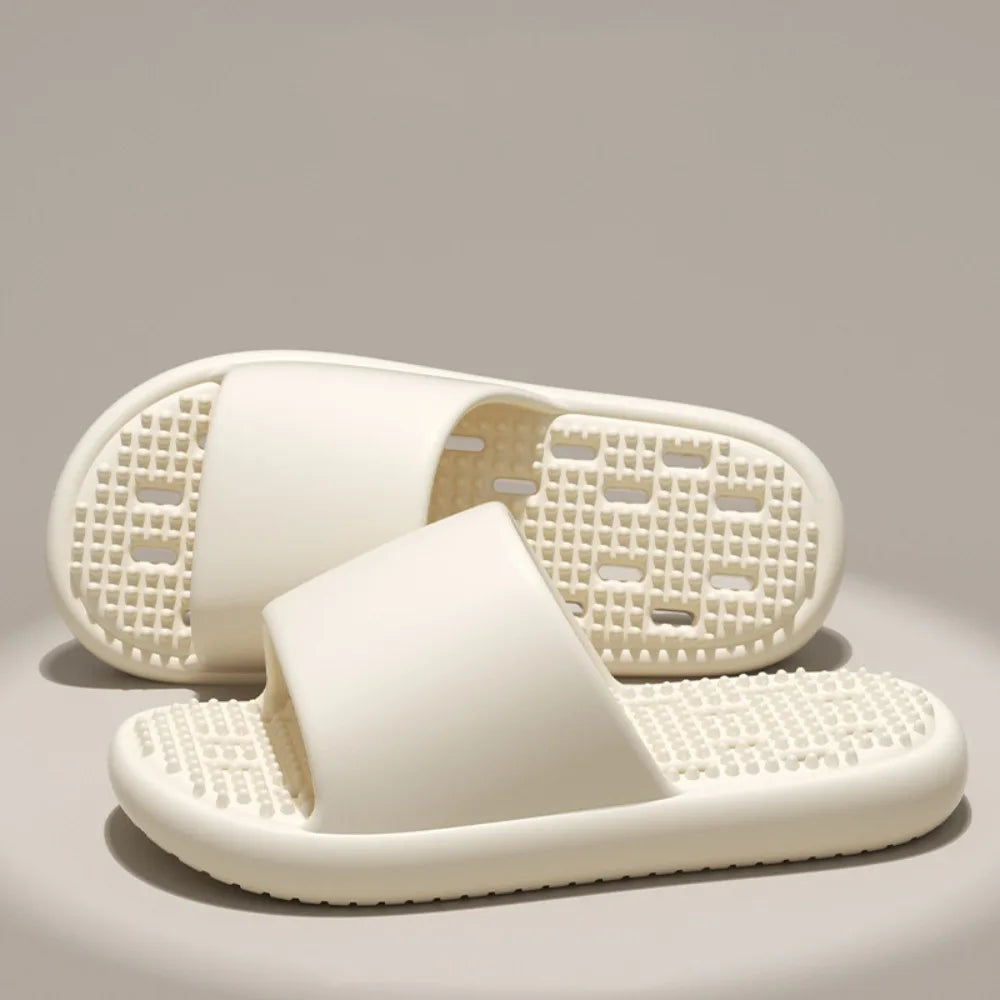 Soft Anti Slip Flat Slippers Anti Odor Hollow Slides Sandals Beachwear Shoes Open-toe Slippers Women Men Indoor