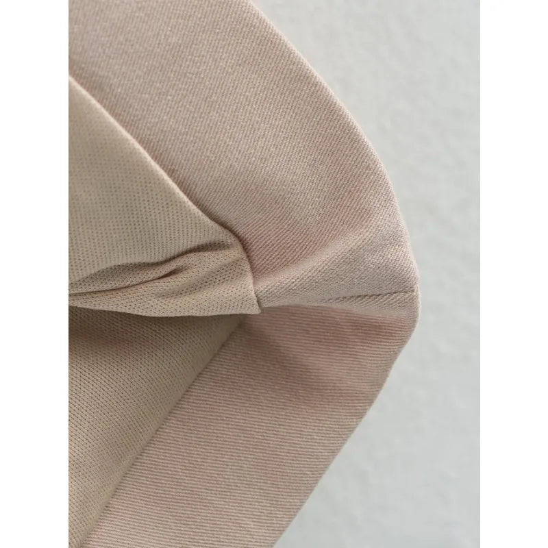 Elegant Midi Dress Beige Contrast Panels Sleeveless Work Dress with Belt 2025 Spring Summer Casual Chic Outfit
