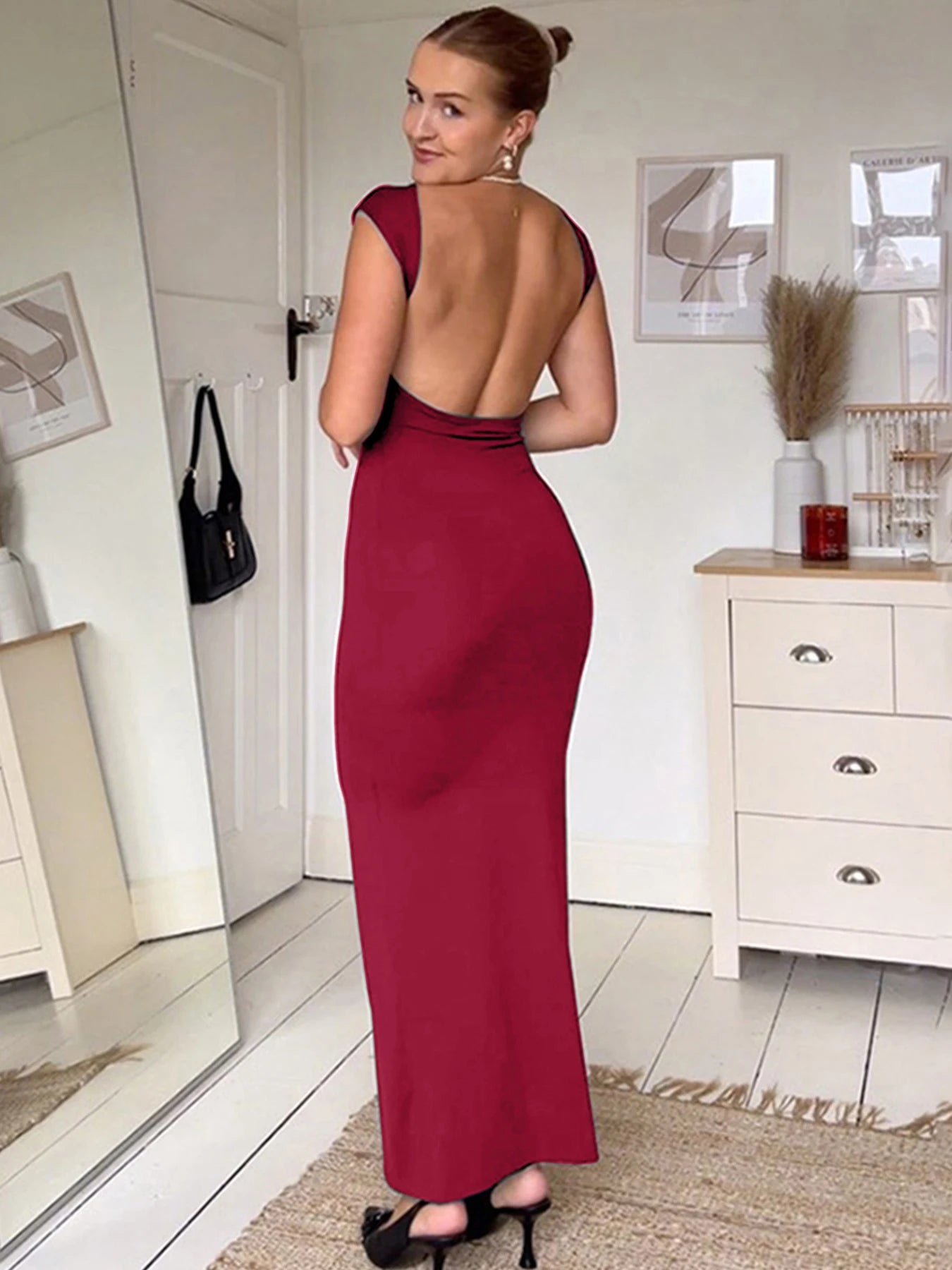 Sexy Black Maxi Dresses For Women Summer New Streetwear Fashion Backless Casual Slim Basic Dresses Club Elegant Party Dresses