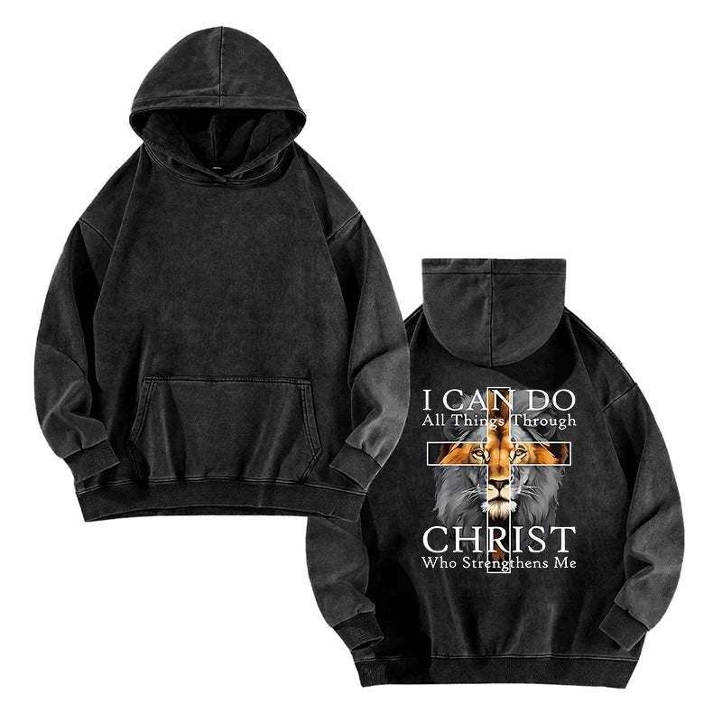 Christian Lion Faith Hoodie 100% Cotton Christmas Gift Fashion Casual Pullover Hoodie Men Women's Hooded Sweatshirt Unisex Top