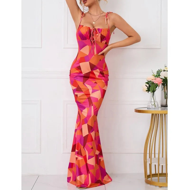 Sexy V-Neck Maxi Dress Elegant Vintage Floral Printed Party Dress Spring Summer Holiday Style Dresses For Womene Vestido