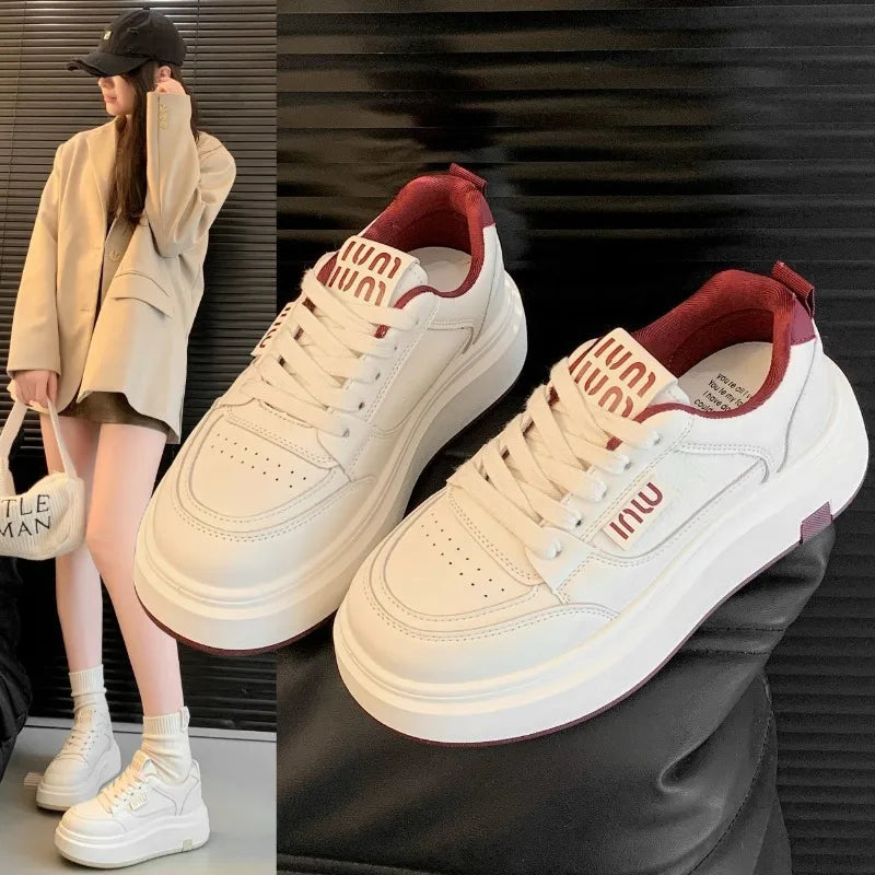 【2025 Best Seller】Women's Chunky Sole White Shoes Platform Sneakers Orthopedic Comfort Slip-On Lace-Up Casual Fashion Sneakers