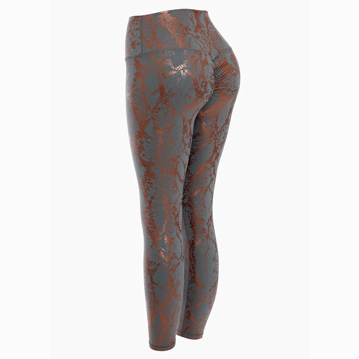 Skin Tight Stretch Gold-Foil Yoga Pants European-Style Cross-Border Snake Print Peach-Butt Fitness Pants High-Waisted Slimming