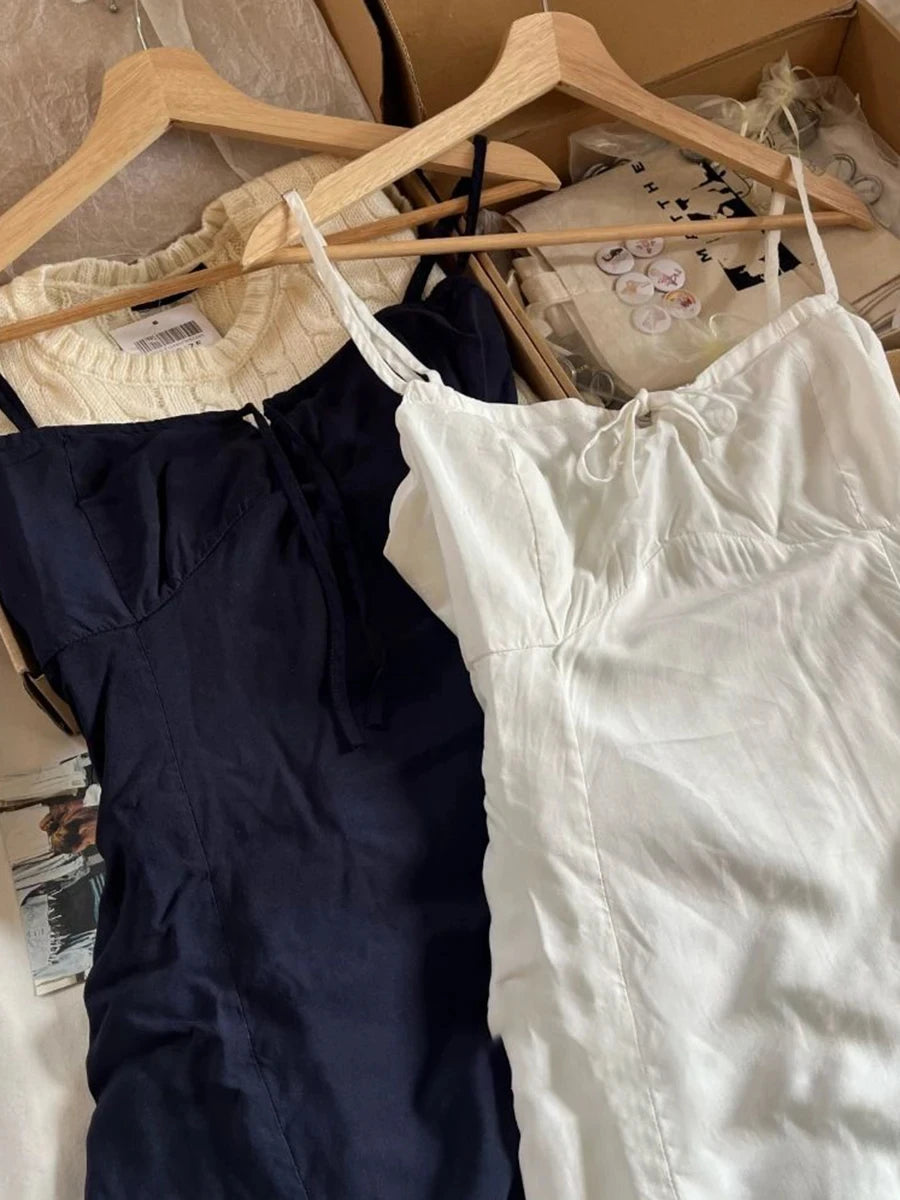 Floral Print Lace-up Maxi Dress Women Summer Blue Sleeveless A-line Long Dresses Female Casual Vintage Sweet Cute Vestidos New