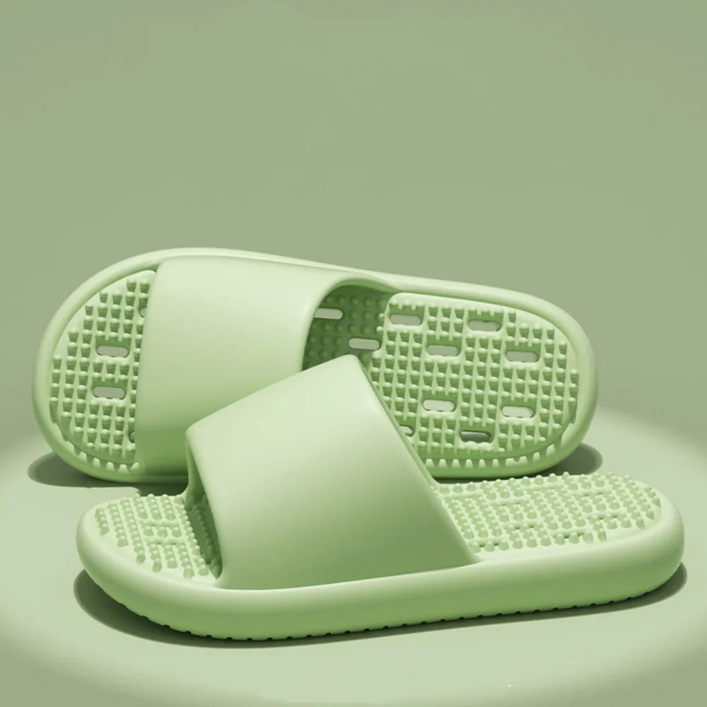 Soft Anti Slip Flat Slippers Anti Odor Hollow Slides Sandals Beachwear Shoes Open-toe Slippers Women Men Indoor