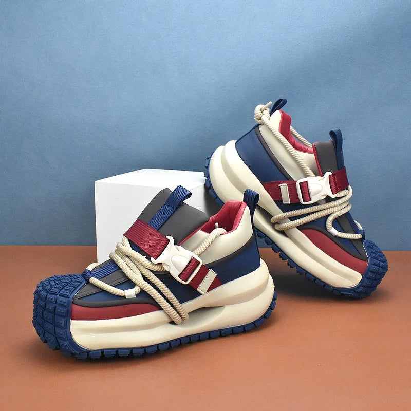 Chunky Sneakers Mens Designer Hollow Sole Running Shoes Fashion Casual Split Leather Upper Height Increased Platform Sport Shoes