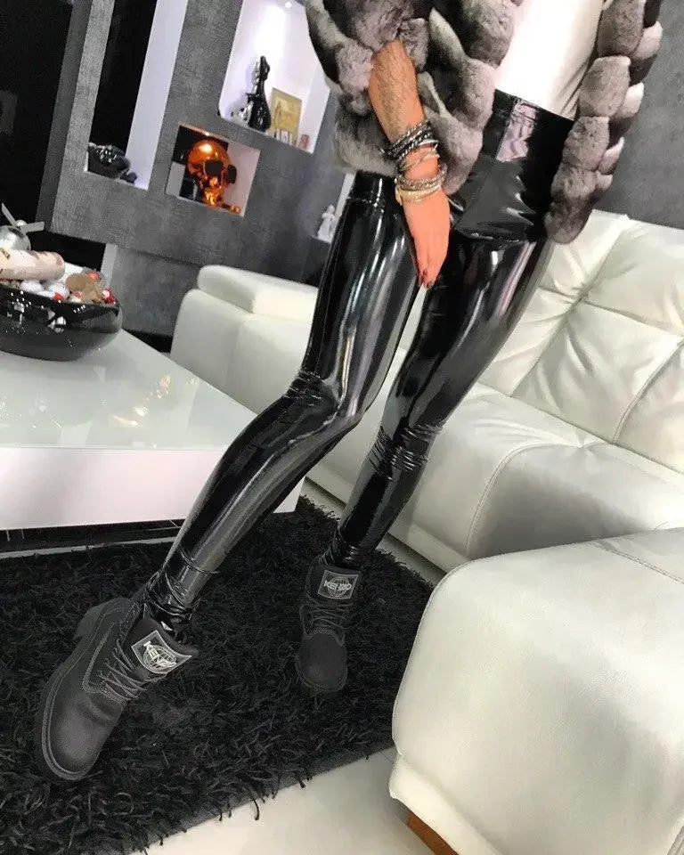 Women Pu Leather Black Pants Leggings High Waist Sexy Elastic Skinny Push Up Leggings Stretch Jeggings Women Legings Costumes