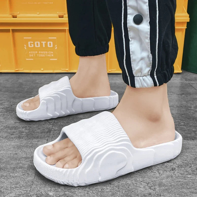 Soft Home Slippers Couple Summer Indoor Skid Proof Bathroom Slippers Sandals Hotel Solid Color Men Women Flip Flops Flat Shoes