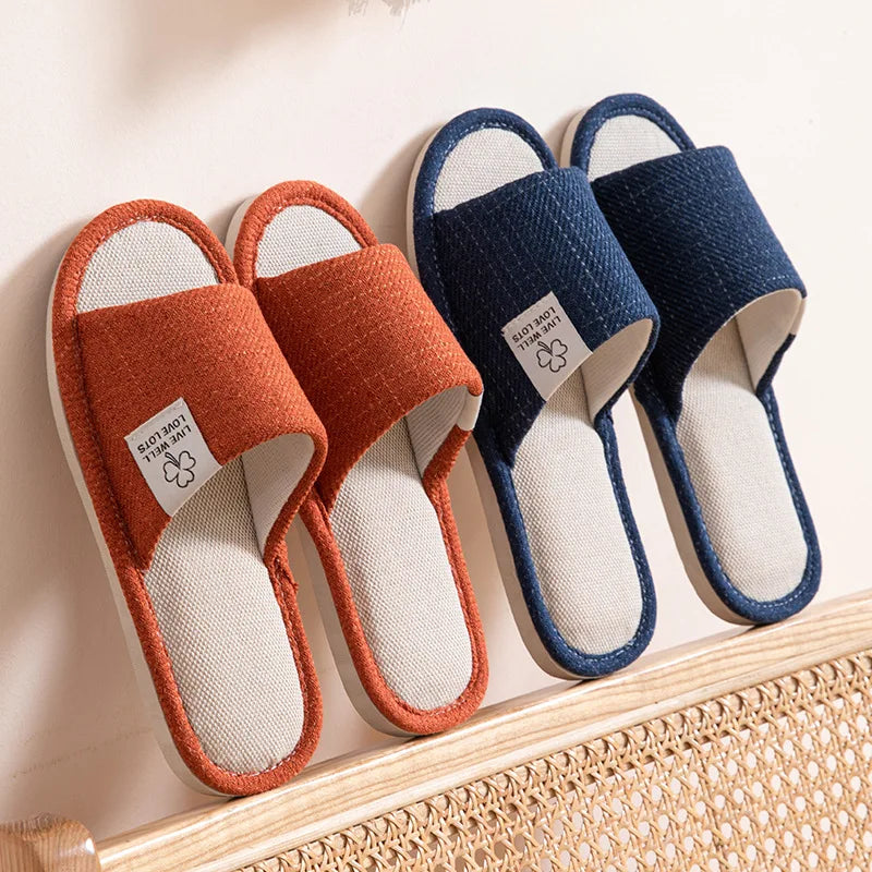2025 Linen Home Slippers Soft Sole Silent Breathable Shoes in Spring Cotton and Linen Slippers for All Seasons Anti Slip Indoor