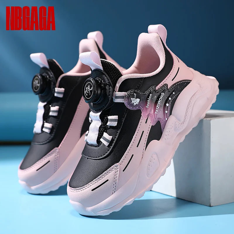 Leather Girls Sneakers Chunky Sole Lightweight School Shoes Girls Non Slip Comfy Casual Walking Running Sneakers