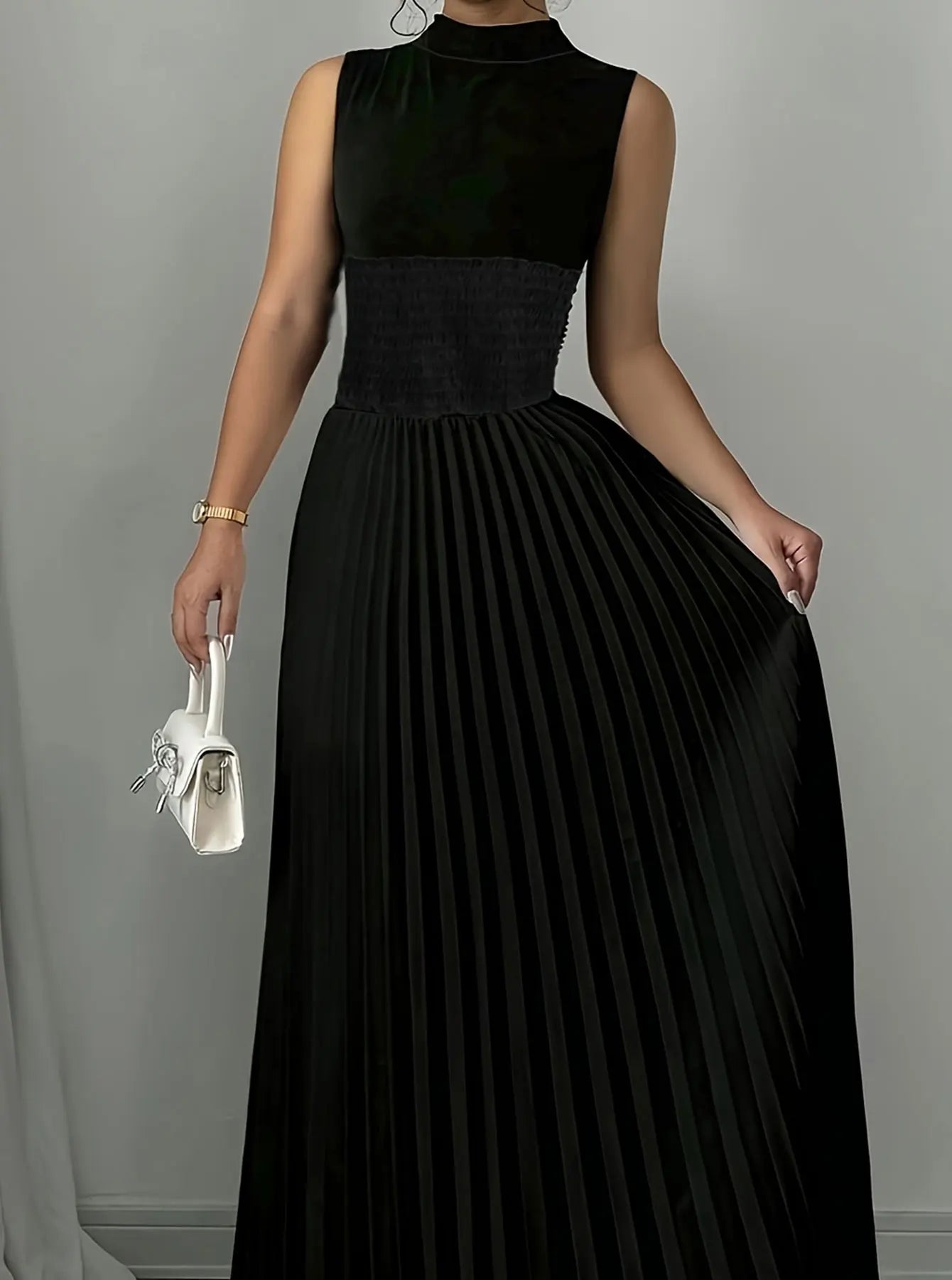Black Women's Oversized Woven Dress Casual Bohemian Maxi Summer A-Line Long Dress with Pockets Full Length Clothing Black
