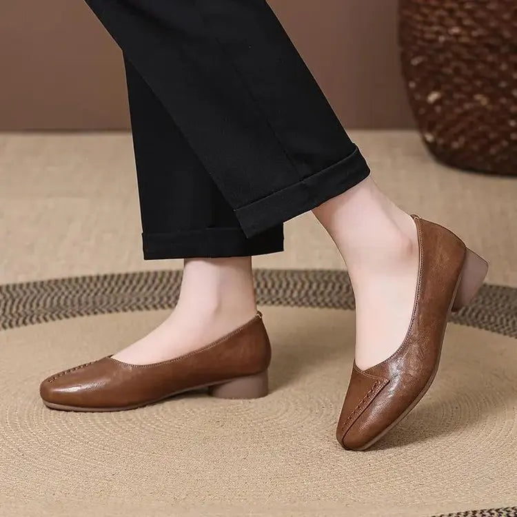 2025 Women's Slip-On Loafers Low Heel Comfort Shoes Breathable Work Flats for Elderly Non-Slip Casual