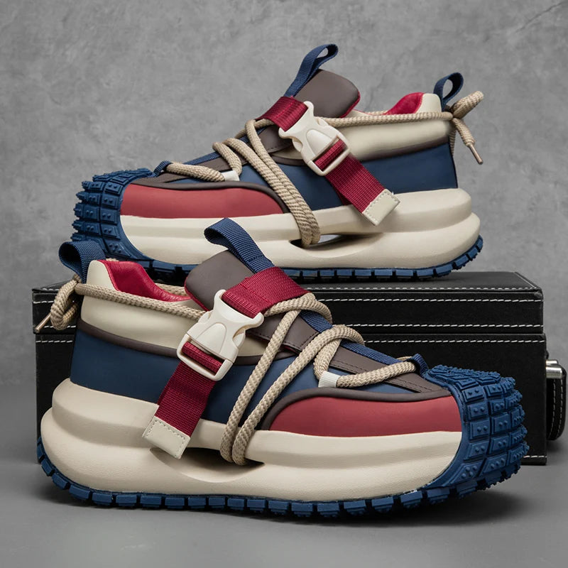 Chunky Sneakers Mens Designer Hollow Sole Running Shoes Fashion Casual Split Leather Upper Height Increased Platform Sport Shoes