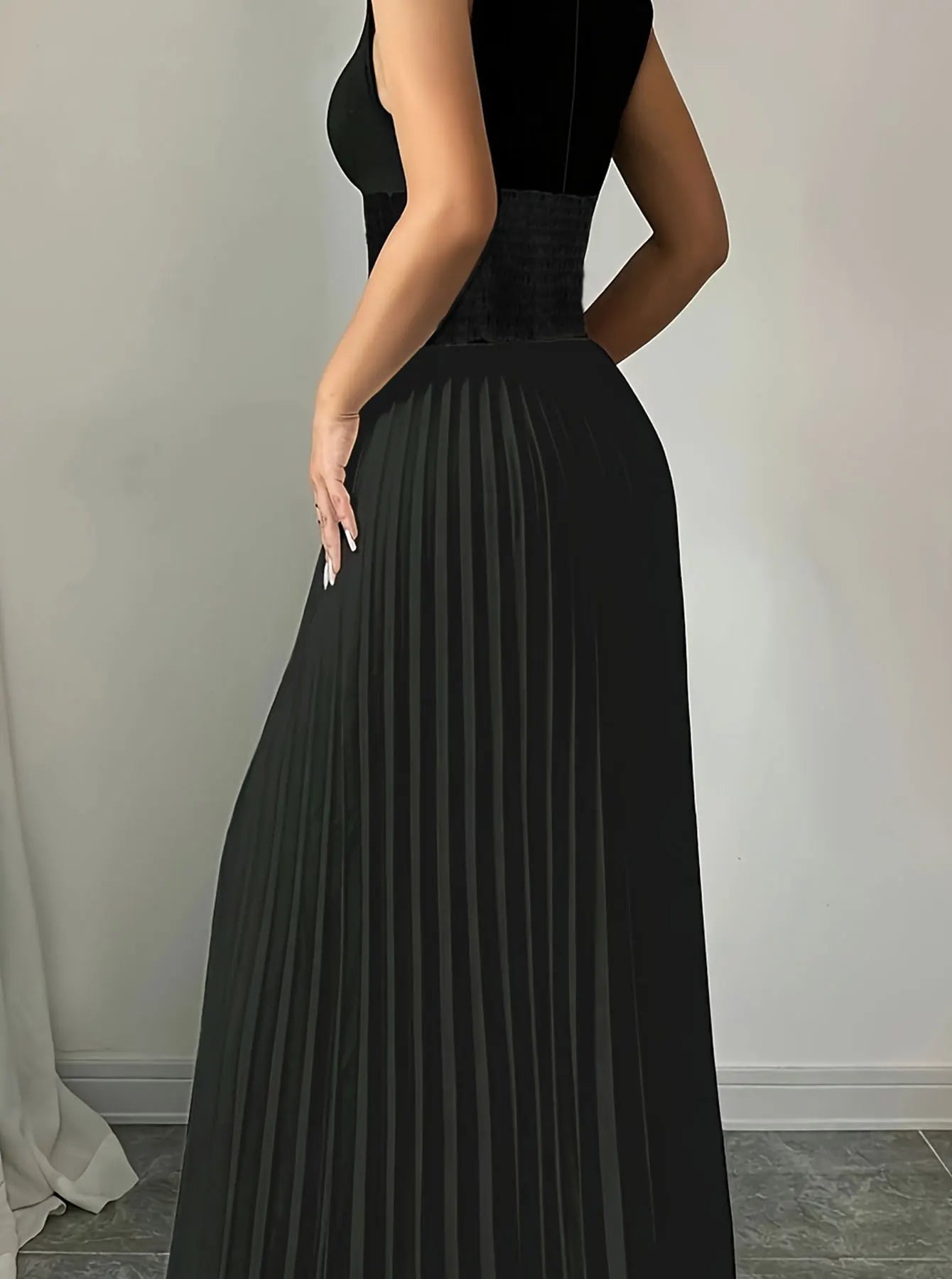 Black Women's Oversized Woven Dress Casual Bohemian Maxi Summer A-Line Long Dress with Pockets Full Length Clothing Black