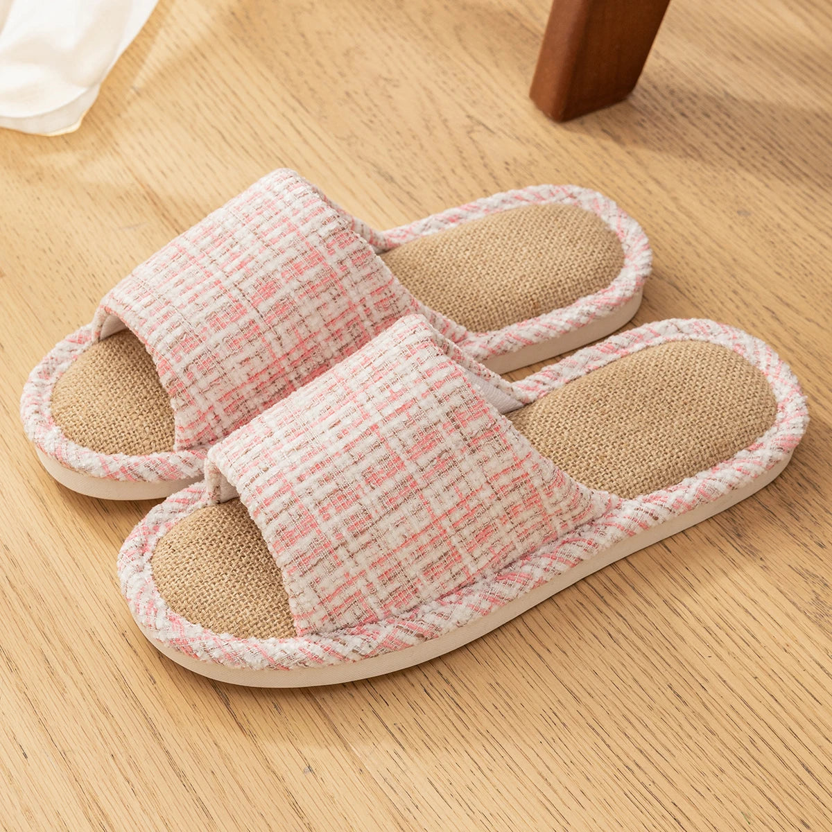 Linen Women Home Slippers Summer Beach Soft Sandals Breathable Comfortable Soft Non-Slip Slides Indoor Outdoor Men Slippers