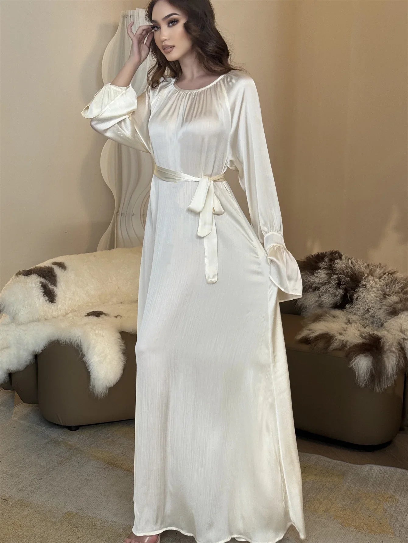 Middle East Modesty Party Dress Women Full Sleeve Elegant Maxi Dresses Islamic Long Dress Muslim Evening Dresses Turkey Kaftans