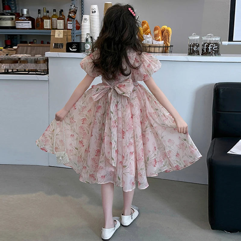 summer Elegant Flower Princess Dresses vestidos elegantes para mujer kids girls dress clothes vestido verano 12 14 enfant fille